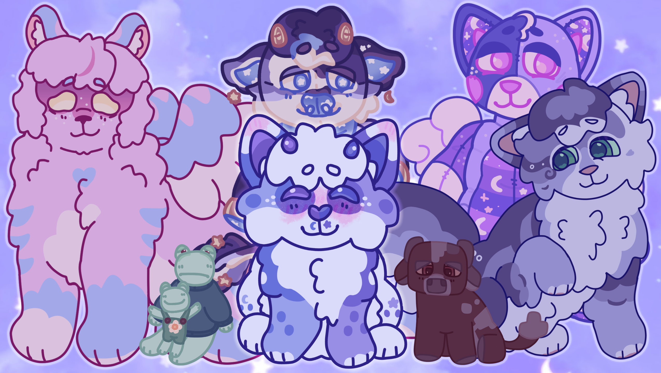 Art of Periwinkle surrounded by multiple colorful animal characters.