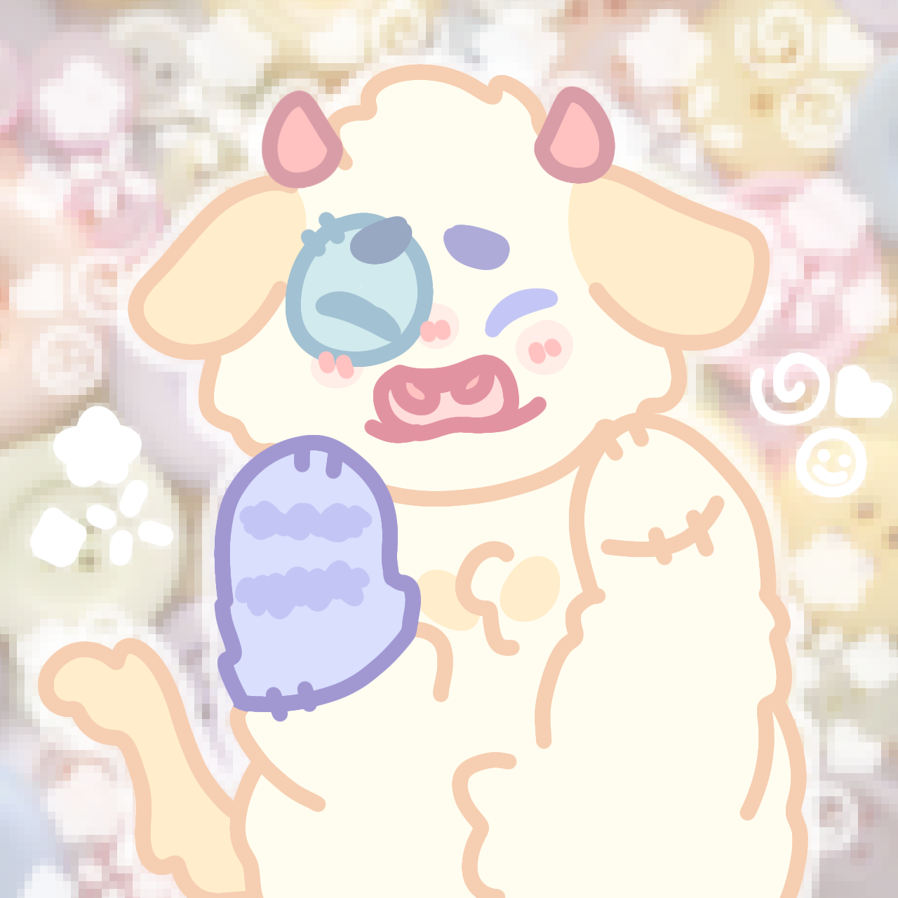 Icon of my OC Patches, they are a yellow plush cow with colorful patches.