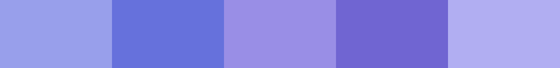 Periwinkle's color palette: sky blue, royal blue, lavender, purple, and white.